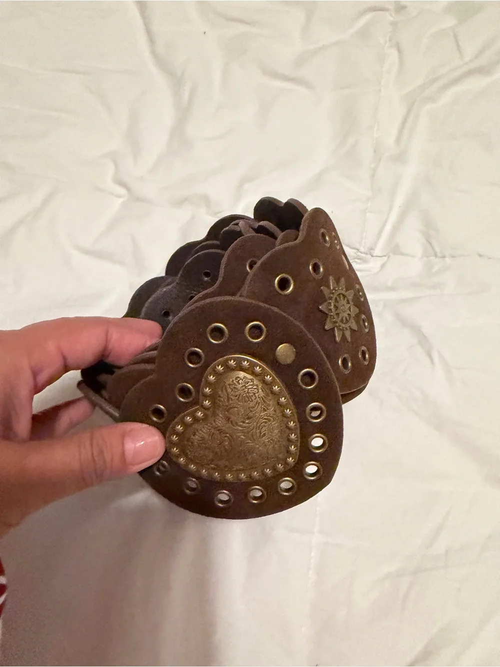 Brown Decorative Sunburst Leather Waist Belt